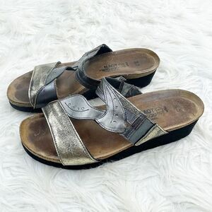 Naot Kimberly Metallic Leather Rhinestone  Cork Sandals